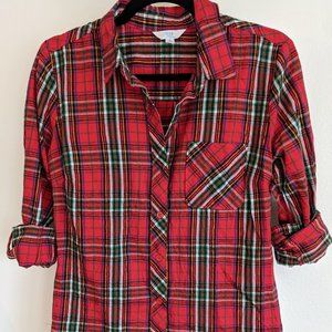 Plaid Flannel Button Front Shirt